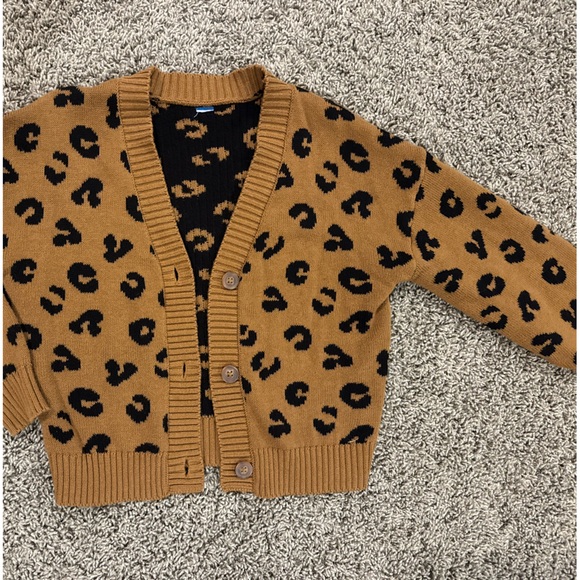 Girls Old Navy Leopard Print Cardigan Sweater, size Medium (8) - Picture 3 of 4